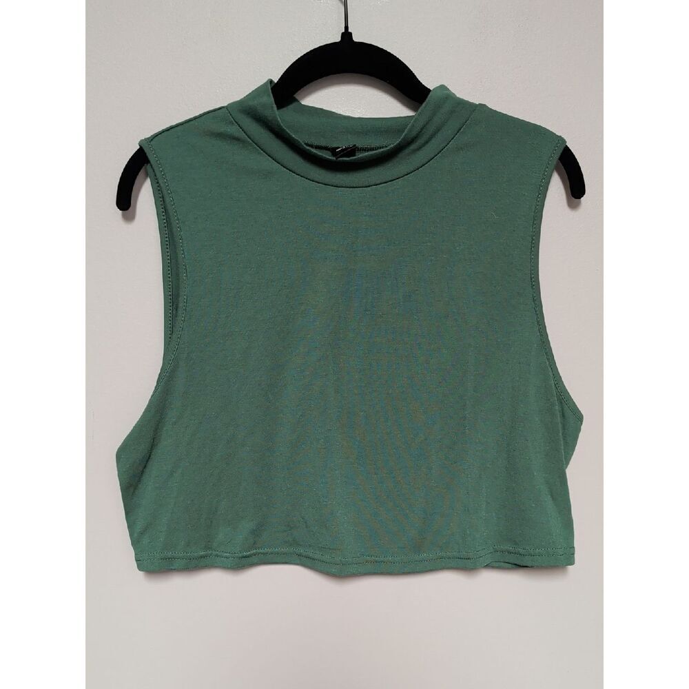 SHEIN Sleeveless Mock Neck Crop Top in Sage - Picture 1 of 5